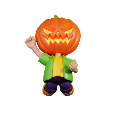 Pumpkin Jumping In The Air  3D Illustration