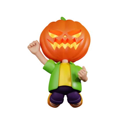Pumpkin Jumping In The Air  3D Illustration