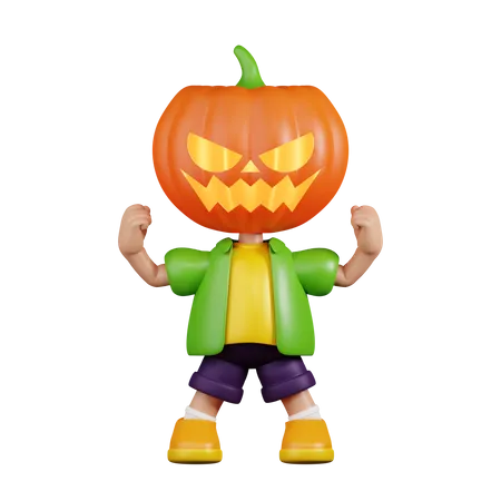 Pumpkin Looking Strong  3D Illustration