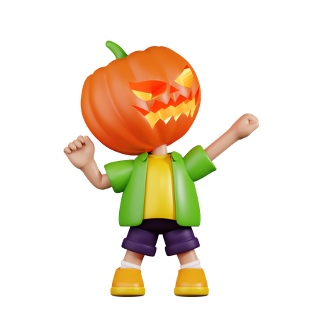 Pumpkin Looking Victorious  3D Icon