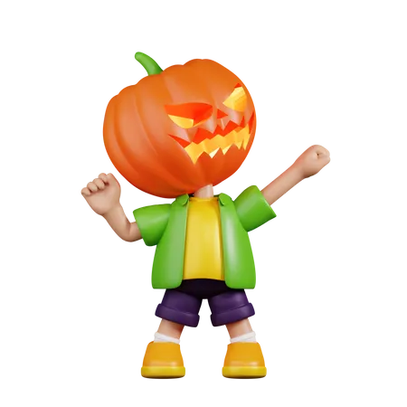 Pumpkin Looking Victorious  3D Illustration