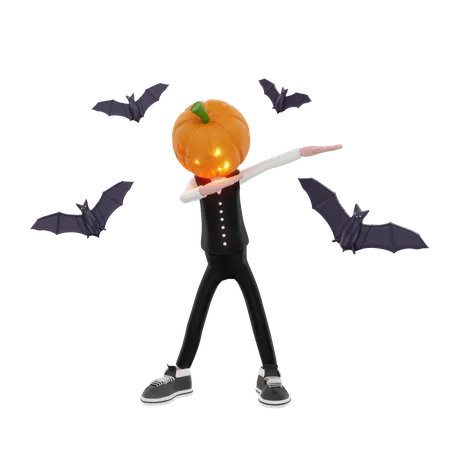 Pumpkin man doing dab  3D Illustration