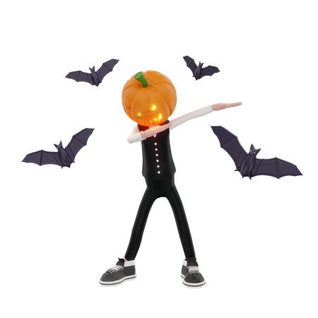 Pumpkin man doing dab  3D Illustration