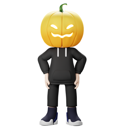 Pumpkin person standing  3D Illustration