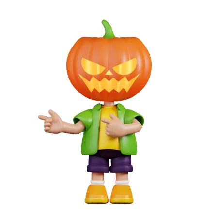 Pumpkin Pointing Fingers In Direction  3D Illustration