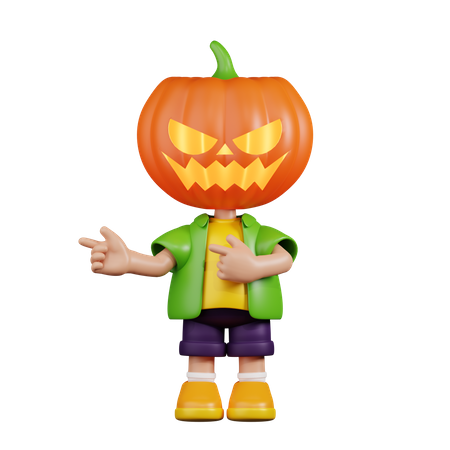 Pumpkin Pointing Fingers In Direction  3D Illustration