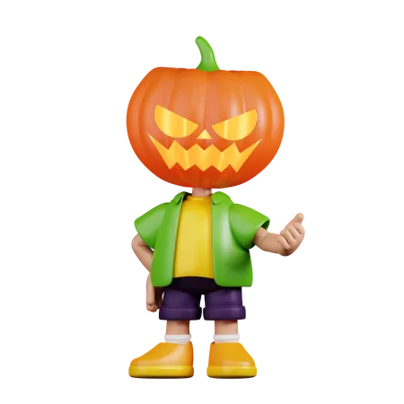 Pumpkin Pointing Next  3D Illustration