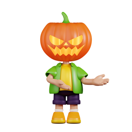Pumpkin Pointing To Something  3D Illustration