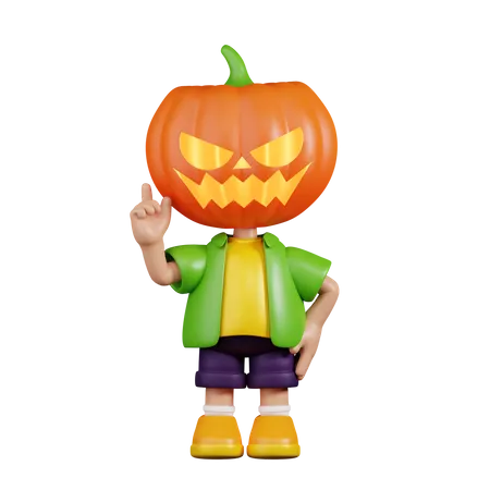 Pumpkin Pointing Up  3D Illustration