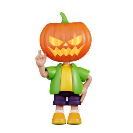 Pumpkin Pointing Up  3D Illustration