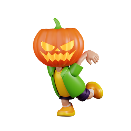 Pumpkin Ready To Jump  3D Illustration