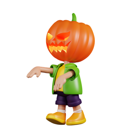 Pumpkin Showing Creepy  3D Illustration