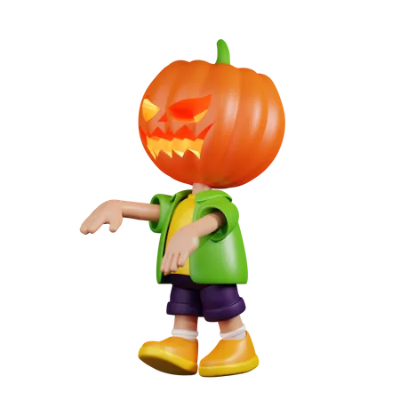 Pumpkin Showing Creepy  3D Illustration