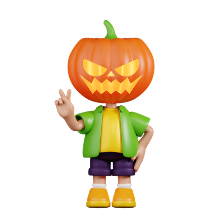 Pumpkin Showing Peace Sign  3D Icon
