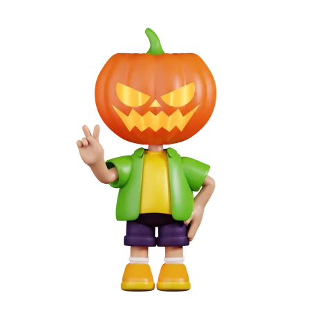 Pumpkin Showing Peace Sign  3D Illustration