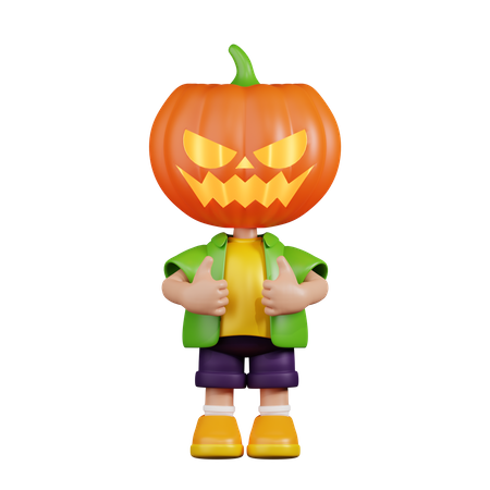 Pumpkin Showing Thumbs Up  3D Illustration