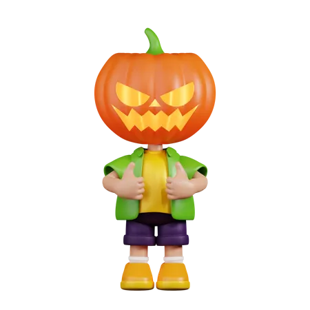 Pumpkin Showing Thumbs Up  3D Illustration