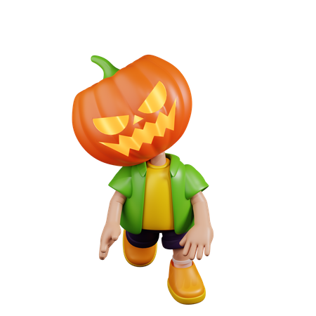 Pumpkin Showing Weird Face  3D Illustration