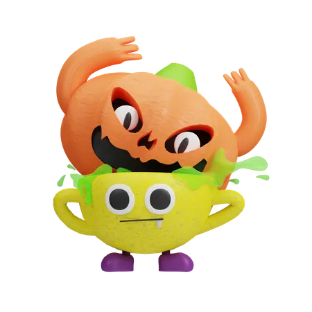 Pumpkin Soup  3D Illustration
