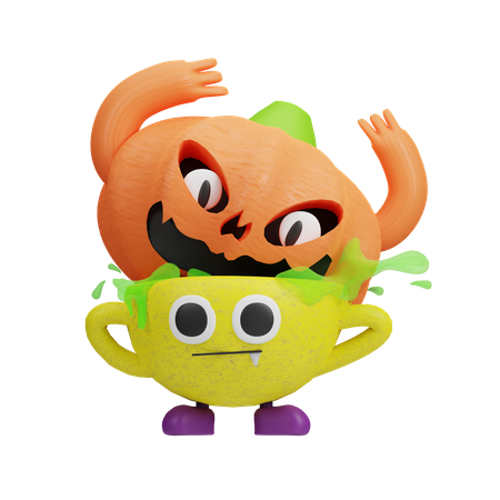 Pumpkin Soup  3D Illustration