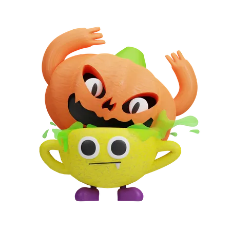 Pumpkin Soup  3D Illustration