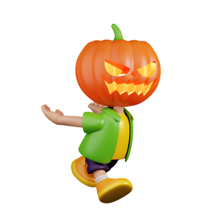 Pumpkin Start To Jump  3D Illustration