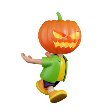 Pumpkin Start To Jump  3D Illustration