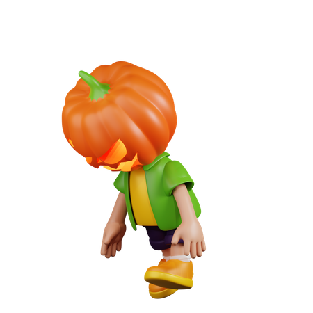 Pumpkin Tired Walk  3D Illustration
