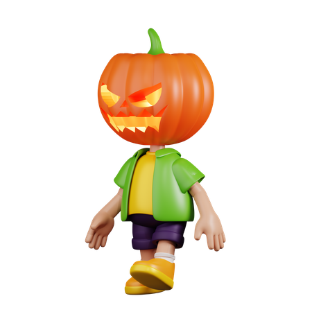 Pumpkin Walking  3D Illustration