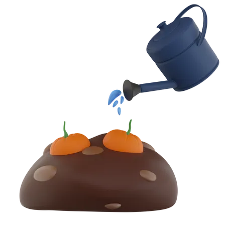 Pumpkin Watering  3D Icon