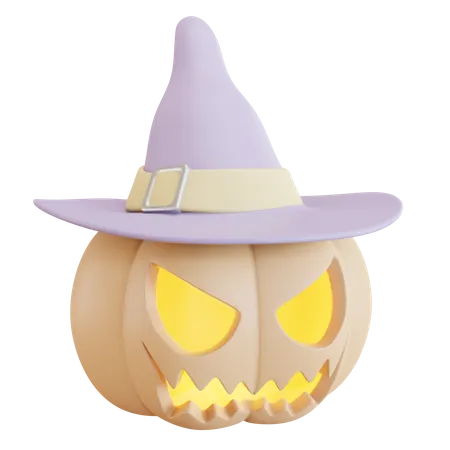 3 D Pumpkin Wearing Witch Hat Illustration 3D Icon