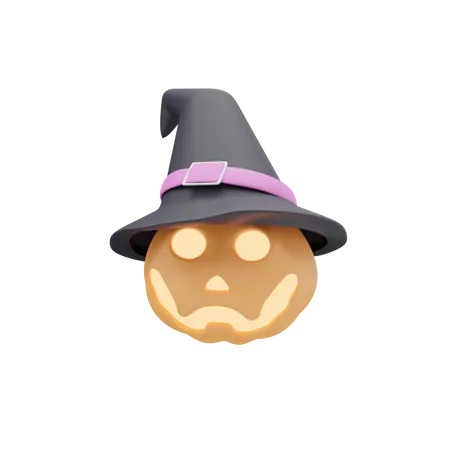 3 D Illustration Of Pumpkin Face Hat Halloween 3D Icon