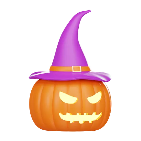 Halloween Pumpkin Witch Hat 3D Icon