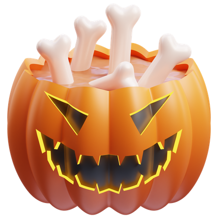 Pumpkin With Bone Water  3D Icon