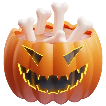 Pumpkin With Bone Water  3D Icon