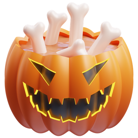 Pumpkin With Bone Water  3D Icon