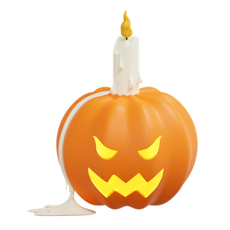Pumpkin With Candle  3D Icon