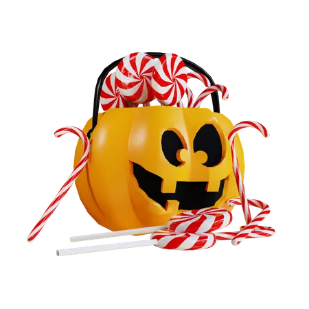 Pumpkin With Candy  3D Icon