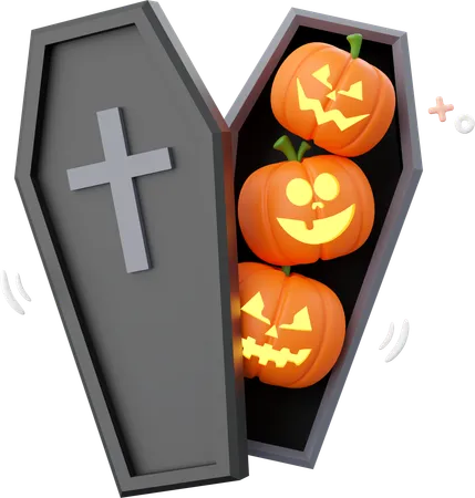 Pumpkin With Coffin  3D Icon