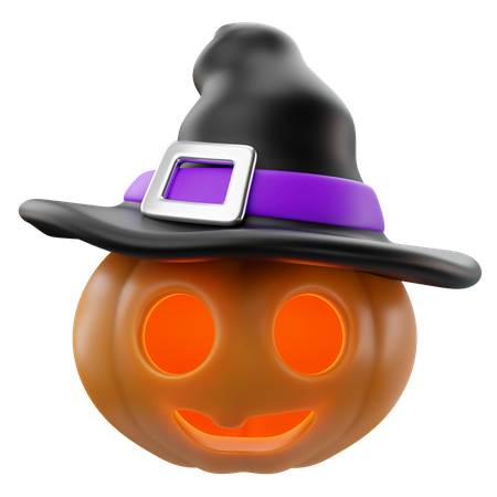 Pumpkin With Hat  3D Icon