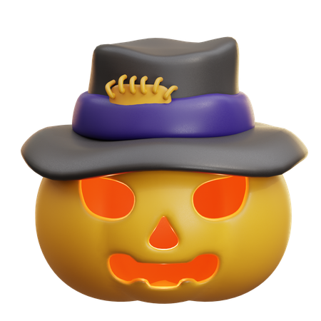 Pumpkin With Hat  3D Icon