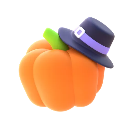 Pumpkin With Hat  3D Icon