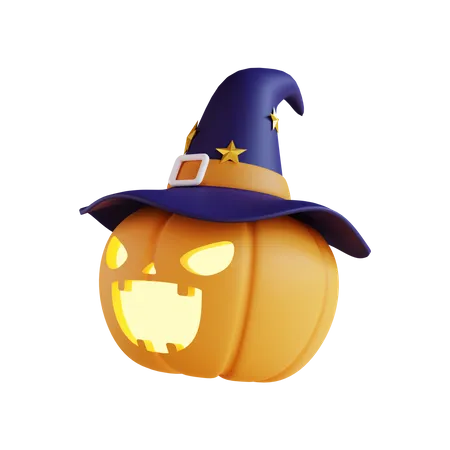 Pumpkin With Hat  3D Icon