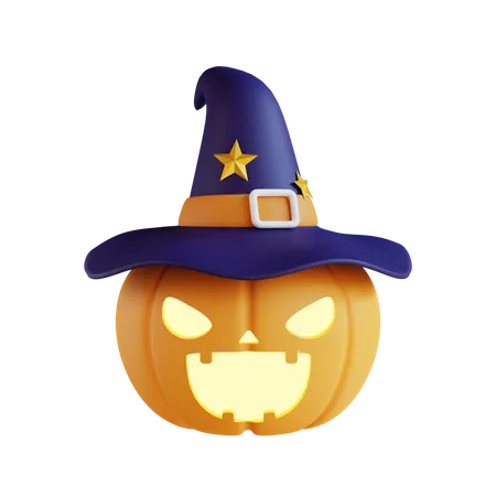 Pumpkin With Hat  3D Icon