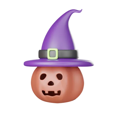 3 D Render Icon Of An Isolated Orange Pumpkin With Hat 3D Icon