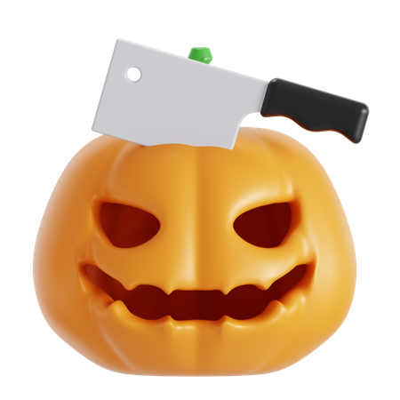 Pumpkin with knife  3D Icon