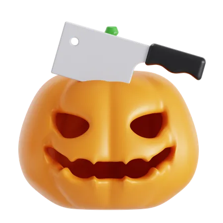 Pumpkin with knife  3D Icon