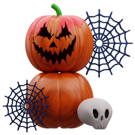 Pumpkin With Skull  3D Icon