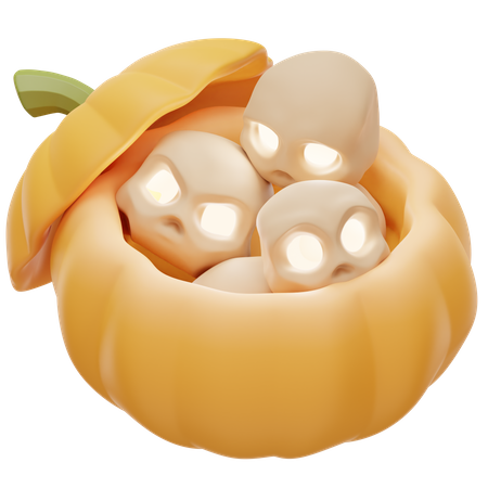 Pumpkin with Skulls  3D Icon