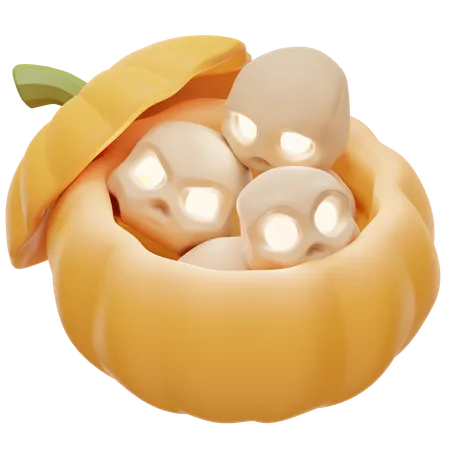 Pumpkin with Skulls  3D Icon
